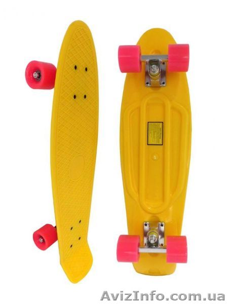 Скейт Longboard Penny 28 желтый с розовыми колесами - <ro>Изображение</ro><ru>Изображение</ru> #1, <ru>Объявление</ru> #1416068