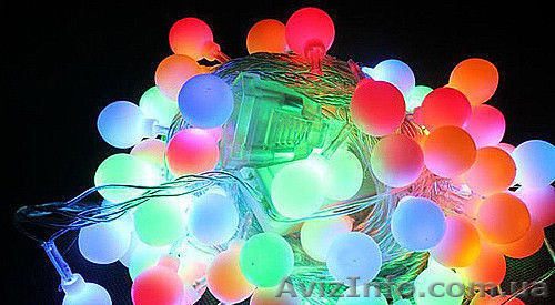 Led гирлянда «Нить-шарики» 5 м, прозрачный кабель 100led - <ro>Изображение</ro><ru>Изображение</ru> #1, <ru>Объявление</ru> #1493525