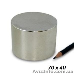 Неодимовый магнит D70 x H40 магнитная сила 200 кг.