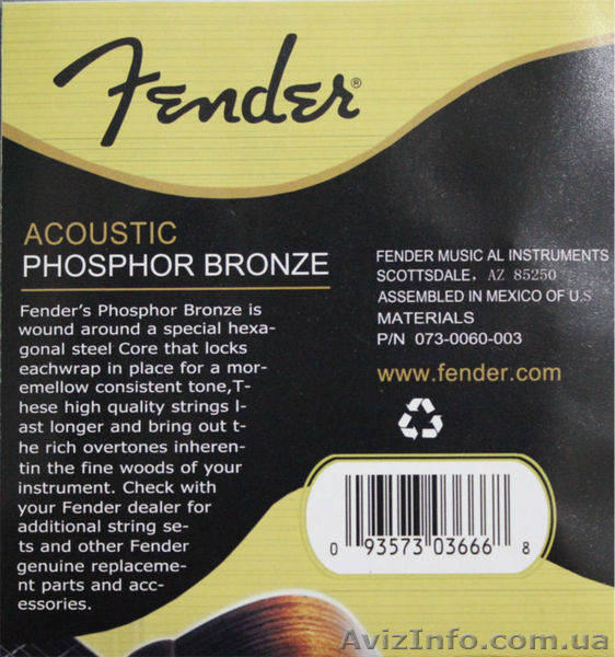 Струны Fender (1152) Фосфорная Бронза - <ro>Изображение</ro><ru>Изображение</ru> #3, <ru>Объявление</ru> #1257127