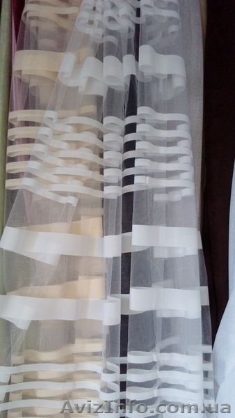 Тюль в полоску на микросетке. Цвет белый, кремовый, венге. - <ro>Изображение</ro><ru>Изображение</ru> #1, <ru>Объявление</ru> #1611119